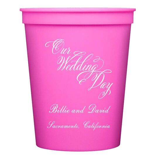 Elegant Our Wedding Day Stadium Cups